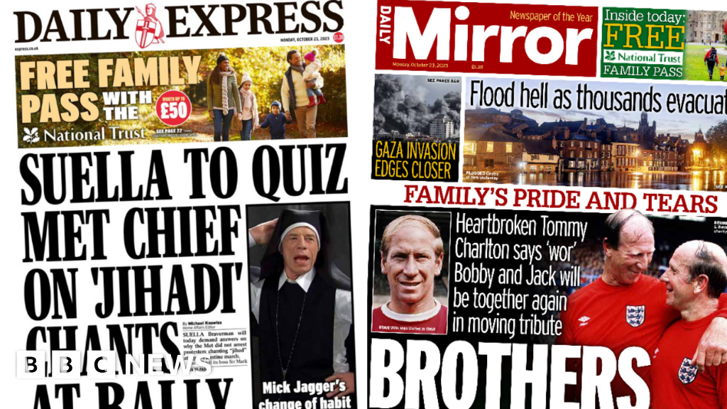 The Papers: Braverman ‘fury’ at demo chants, and Charlton tributes