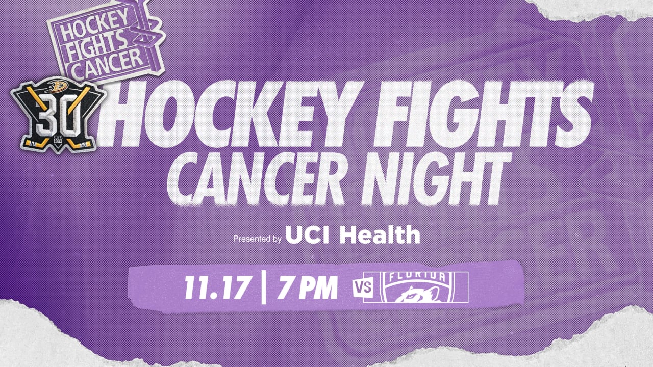 Ducks to Host Hockey Fights Cancer Night Presented by UCI Health at Honda Center Friday | Anaheim Ducks