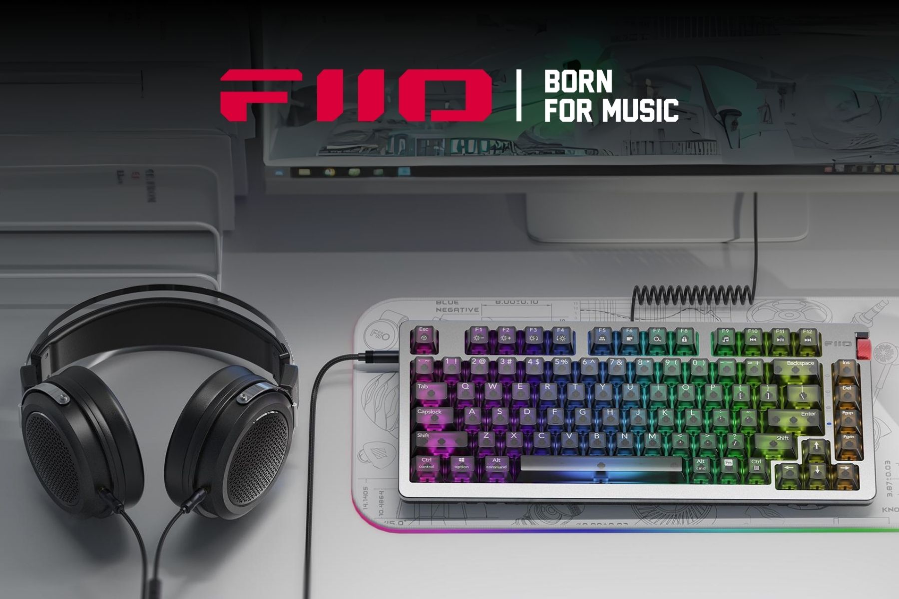 FiiO’s mechanical keyboard for audiophiles features in-built DACs and headphone amps
