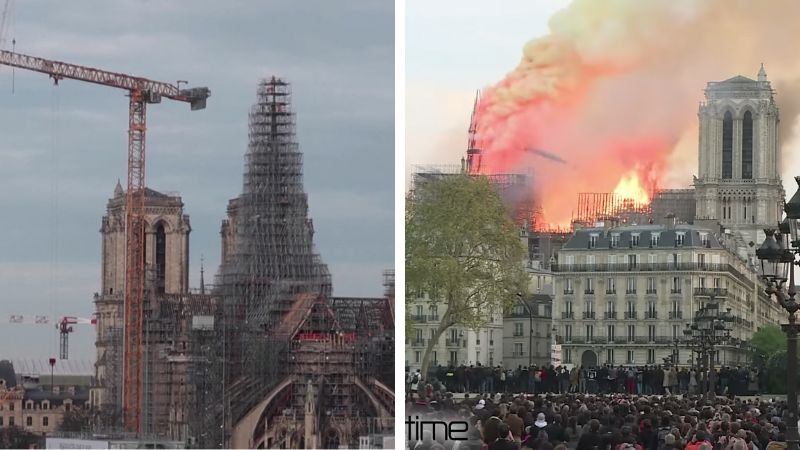 New Notre Dame spire emerges on Paris skyline for first time since 2019 fire