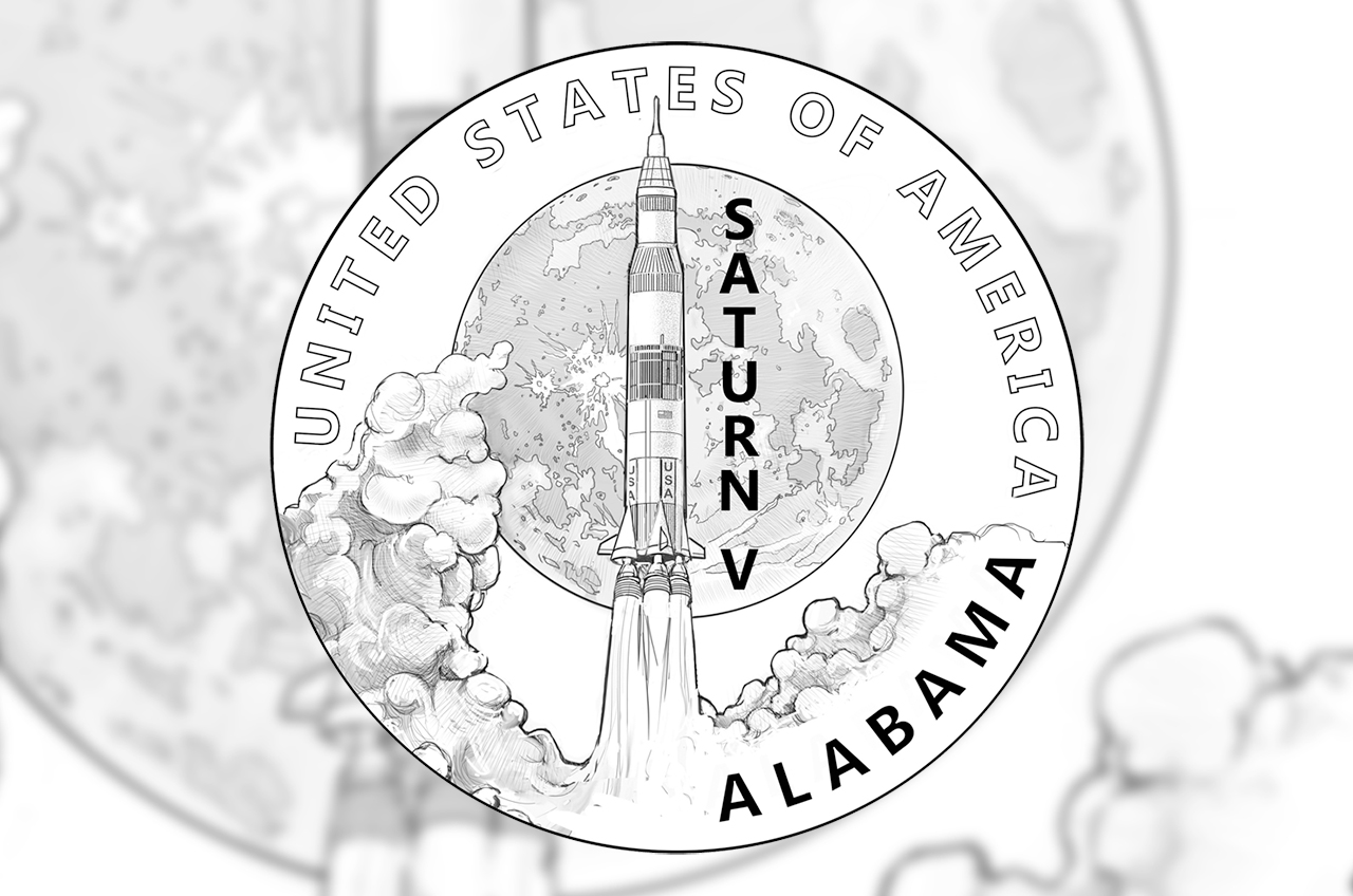 Saturn V moon rocket art revealed for 2024 American Innovation $1 coin