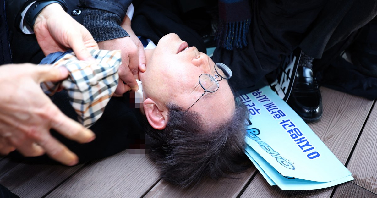 South Korean opposition leader Lee Jae-myung attacked, injured by unidentified man, officials say