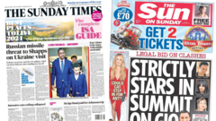 The Papers: ‘Shapps missile threat’ and ‘Strictly stars summit’